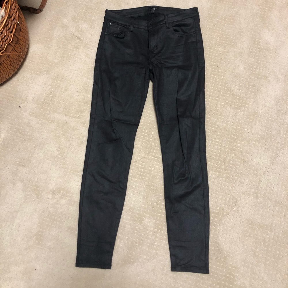 Thin black leather pants